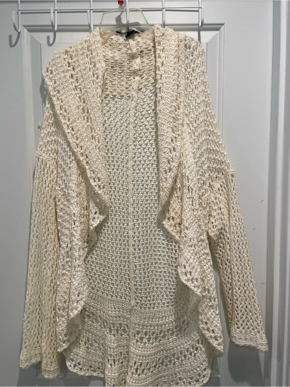 Avenue Open-Front Crochet Cardigan in Cream